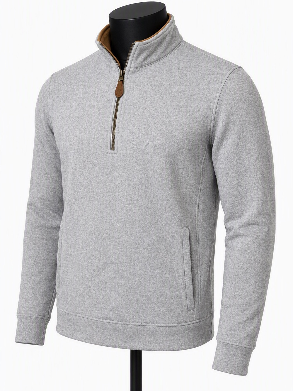 Straight Down Quarter Zip Fleece Pullover Gray Heather Front Pocket Golf Small